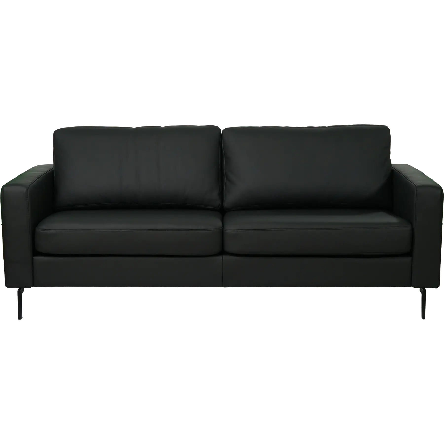 afbeelding van Leren bank Match - 3 zits - Toledo Nero (zwart) - Poten staal zwart